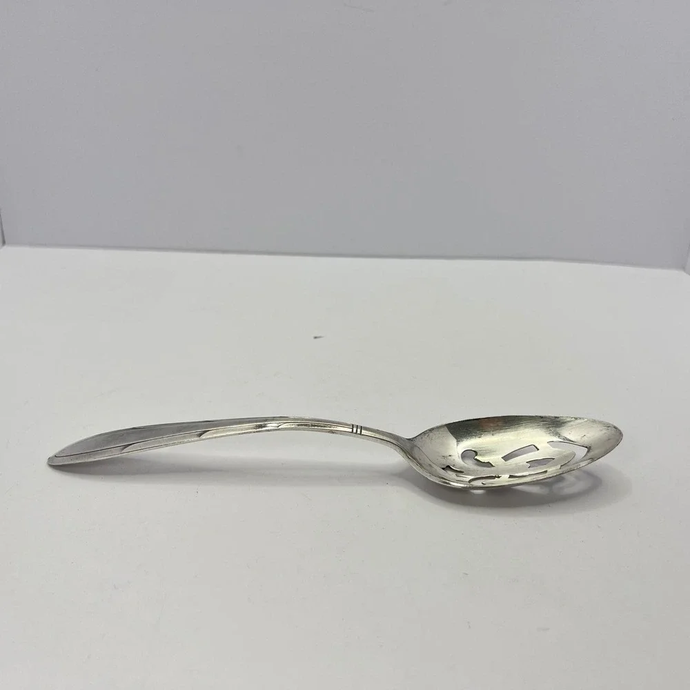 Reverie Pierced Serving Spoon Nobility Plate Silverplate‎ 1937 Art Deco Flatware